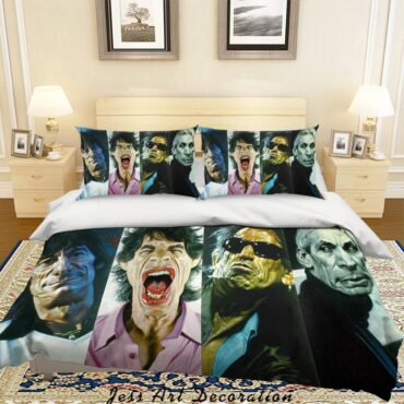 3D ROCK BAND THE ROLLING STONES QUILT COVER SET BEDDING SET PILLOWCASES 60