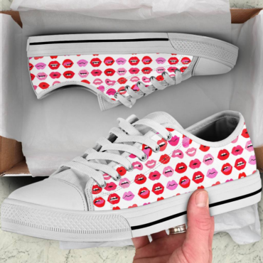 Lips Of Love The Rolling Stones White Canvas Shoes, Gift Shoes, Gift For Him, Gift For Her, Low Top, High Top, Sport Shoes
