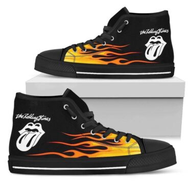 The Rolling Stones High Top Shoes Flame Sneakers Music Fan Gift