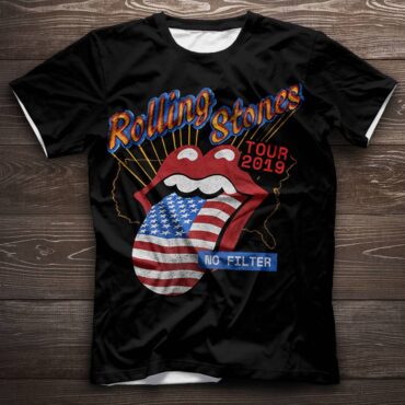 US Flag Tongue Black The Rolling Stones Shirt