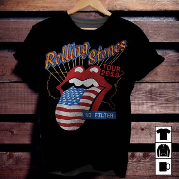 US Flag Tongue Black The Rolling Stones Shirt