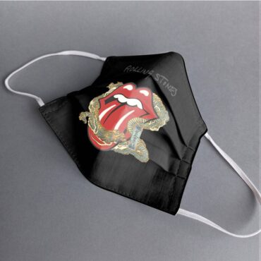 The Rolling Stones Big Tongue Gold Dragon Tattoo Japan Style Cloth Face Mask