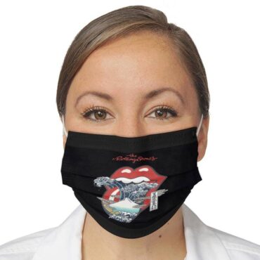 The Rolling Stones Big Red Tongue Great Wave Fuji Mountain Tattoo Japan Style  Cloth Face Mask