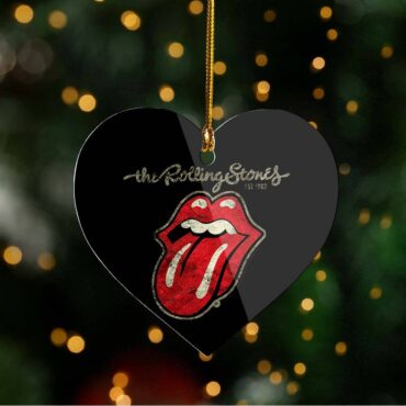 Distressed Tongue Black - The Rolling Stones Heart Ornament