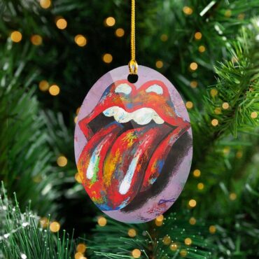 Big Tongue Oil Paiting - The Rolling Stones Oval Ornament