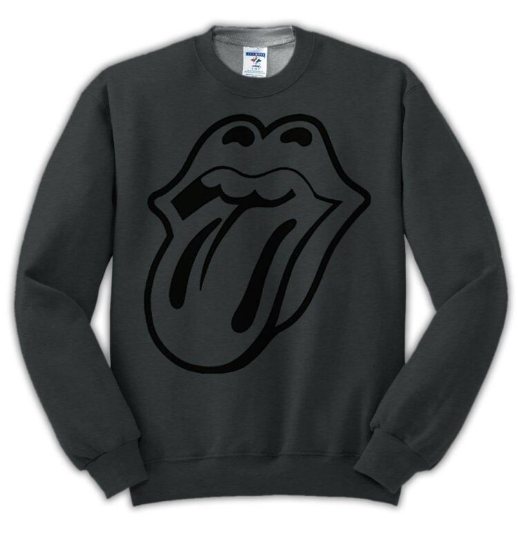 The Rolling Stones Black on Black Big Tongue Shirt - Dark Heather