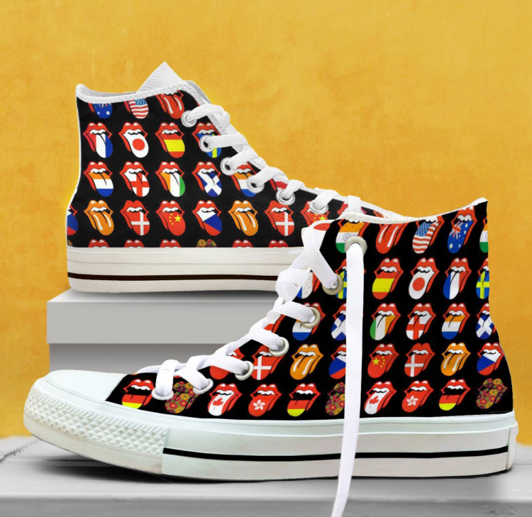 Rolling Stones Lisbon On Fire Canvas Shoes,Low Top, High Top, Sport Shoes
