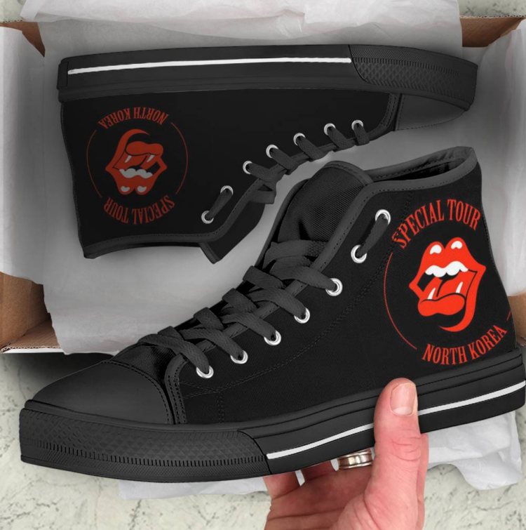 Rolling Stones Special Tour North Korea Canvas Shoes,Low Top, High Top, Sport Shoes