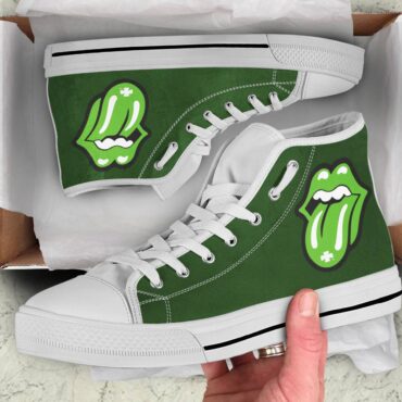 Rolling Stones Tongue St Patrick’s Day Canvas Shoes,Low Top, High Top, Sport Shoes