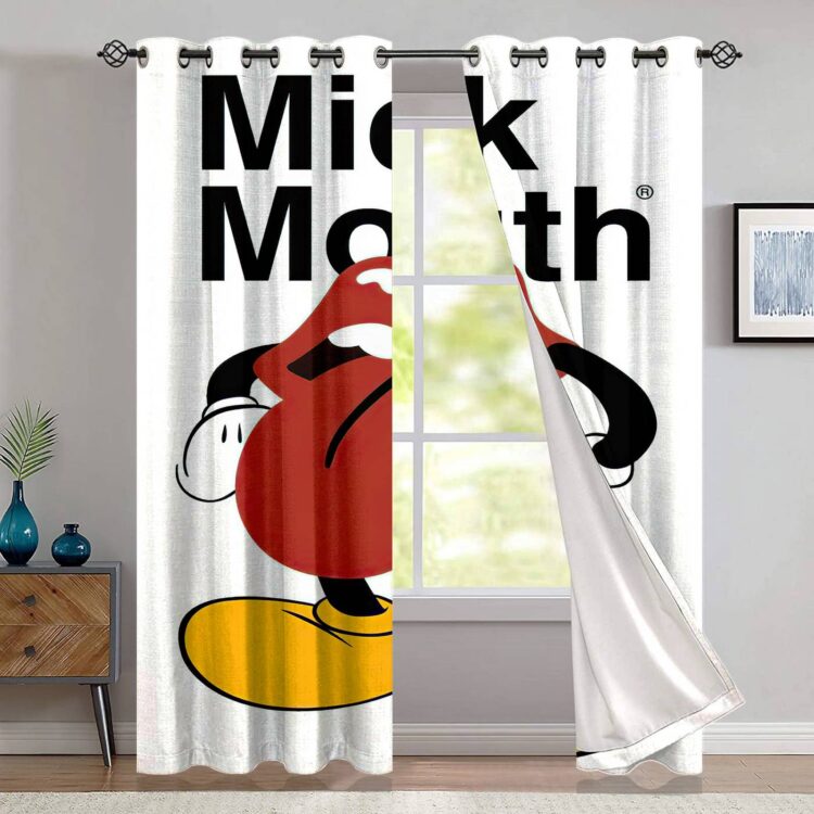 The Trolling Stones Mick Mouth Big Tongue Parody Window Curtain