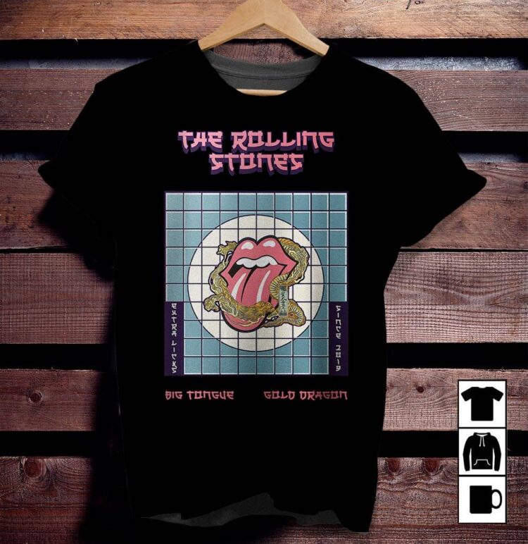 The Rolling Stones Big Tongue Gold Dragon  Shirt - Limited