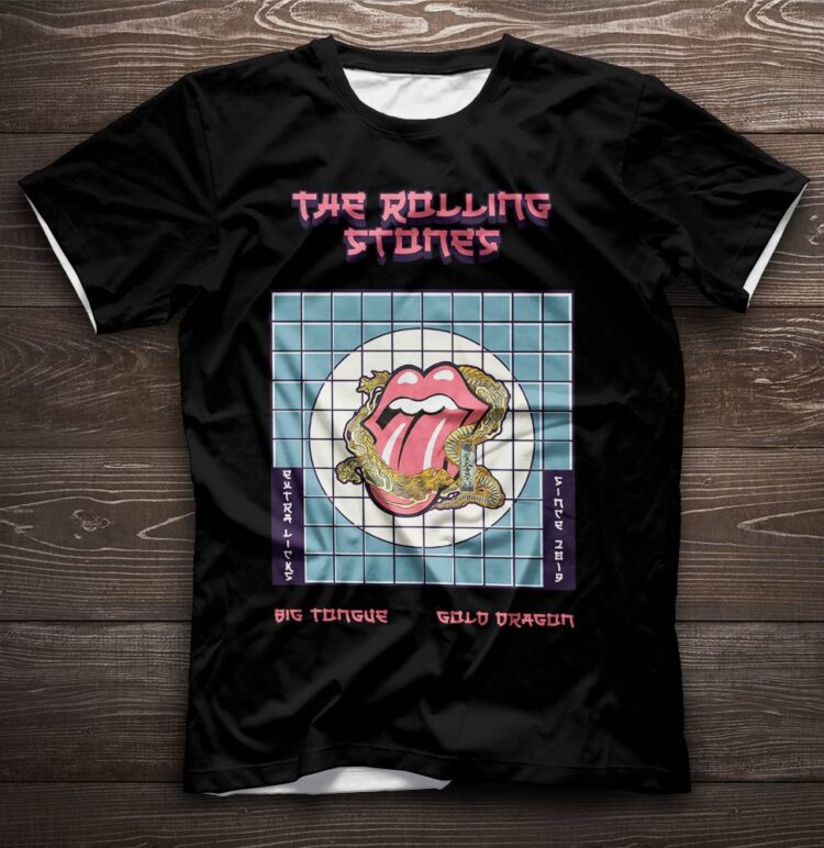 The Rolling Stones Big Tongue Gold Dragon  Shirt - Limited