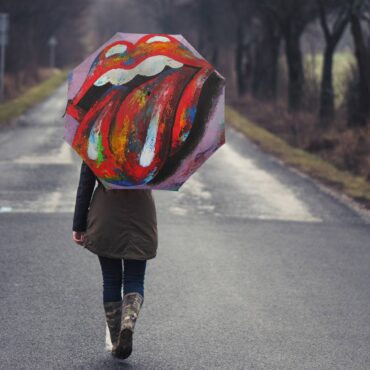 The Rolling Stones Big Tongue Oil Paint Umbrella