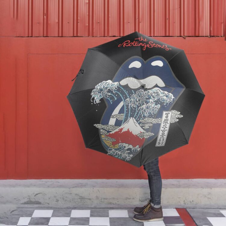 The Rolling Stones Big Tongue Great Wave Fuji Mountain Umbrella