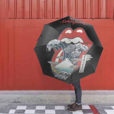 The Rolling Stones Big Tongue Great Wave Fuji Mountain Red Umbrella