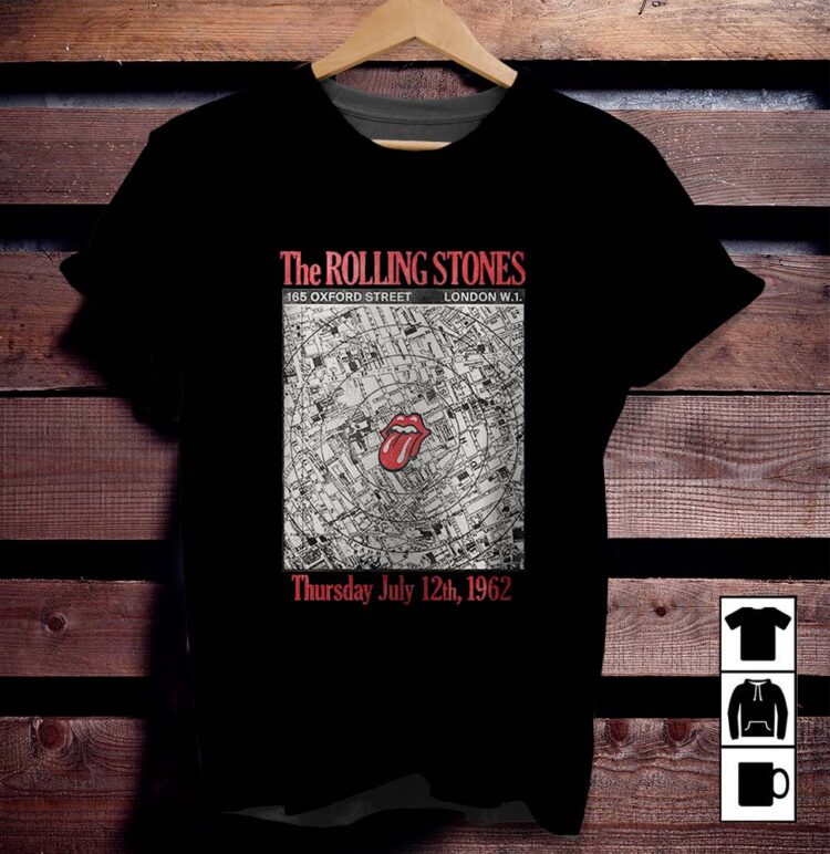 The Rolling Stones Marquee Club Anniversary Map T-Shirt Big Tongue Shirt