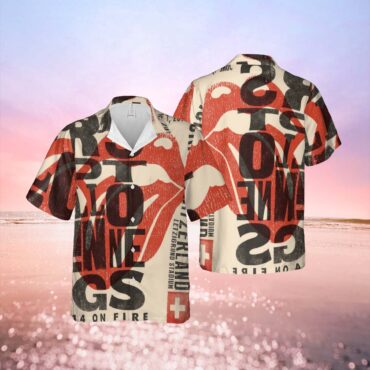 The Rolling Stones Zurich 14 on Fire Hawaiian Shirt
