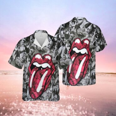 The Rolling Stones Retro Big Tongue Hawaiian Shirt