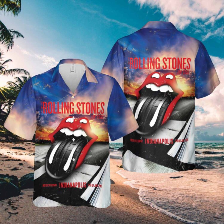 Rolling Stones Zip Code Indianapolis Tire Tongue Hawaiian Shirt